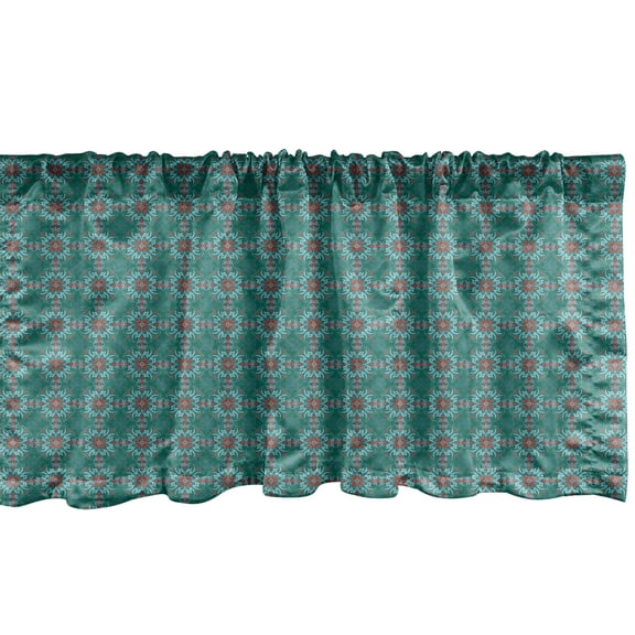 Ambesonne Floral Window Valance, Traditional Spanish, 54" X 12", Jade Green Pale Blue Red