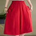 thumbnail image 3 of REALiKUN Womens Casual Shorts Comfy Elastic Waist Drawstring Pocket Shorts Pants Red XL, 3 of 6