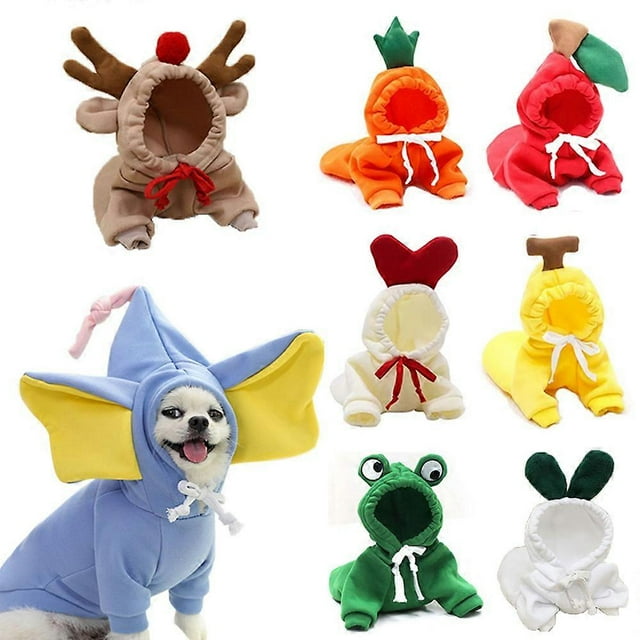 Ropa de invierno abrigada para perros, lindo abrigo de felpa con capucha, disfraz para cachorros, gatos, bulldog francés, chihuahuas, mono para mascotas, suéter.