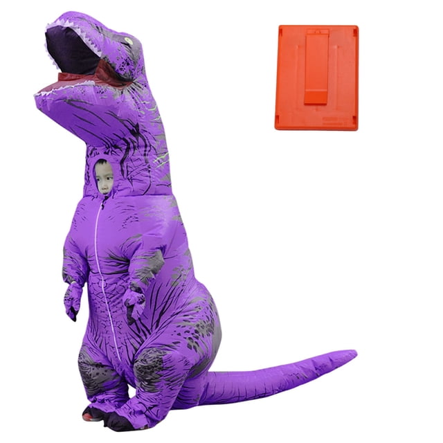 Disfraz inflable de dinosaurio T-Rex para niños, ideal para fiestas de cosplay, bodas, Pascua, Navidad, morado, 120-140 cm