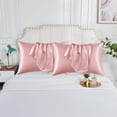 thumbnail image 5 of Holloyiver Satin Pillowcase with Zipper, Mulberry Silk Pillow Cases Standard Size, Smooth Cooling Satin Pillow Case Cover for Hair and Skin, Gifts for Women Men, 20 x 30in Inches, Pink, 5 of 9
