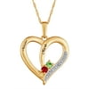 Family Jewelry Personalized Couple's Diamond & Birthstone Heart Pendant, Sterling Silver or 14kt over sterling
