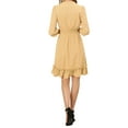 thumbnail image 4 of MODA NOVA Juniors Layered Ruffle Hem 3/4 Sleeves Smocked A-Line Chiffon Dress, 4 of 8