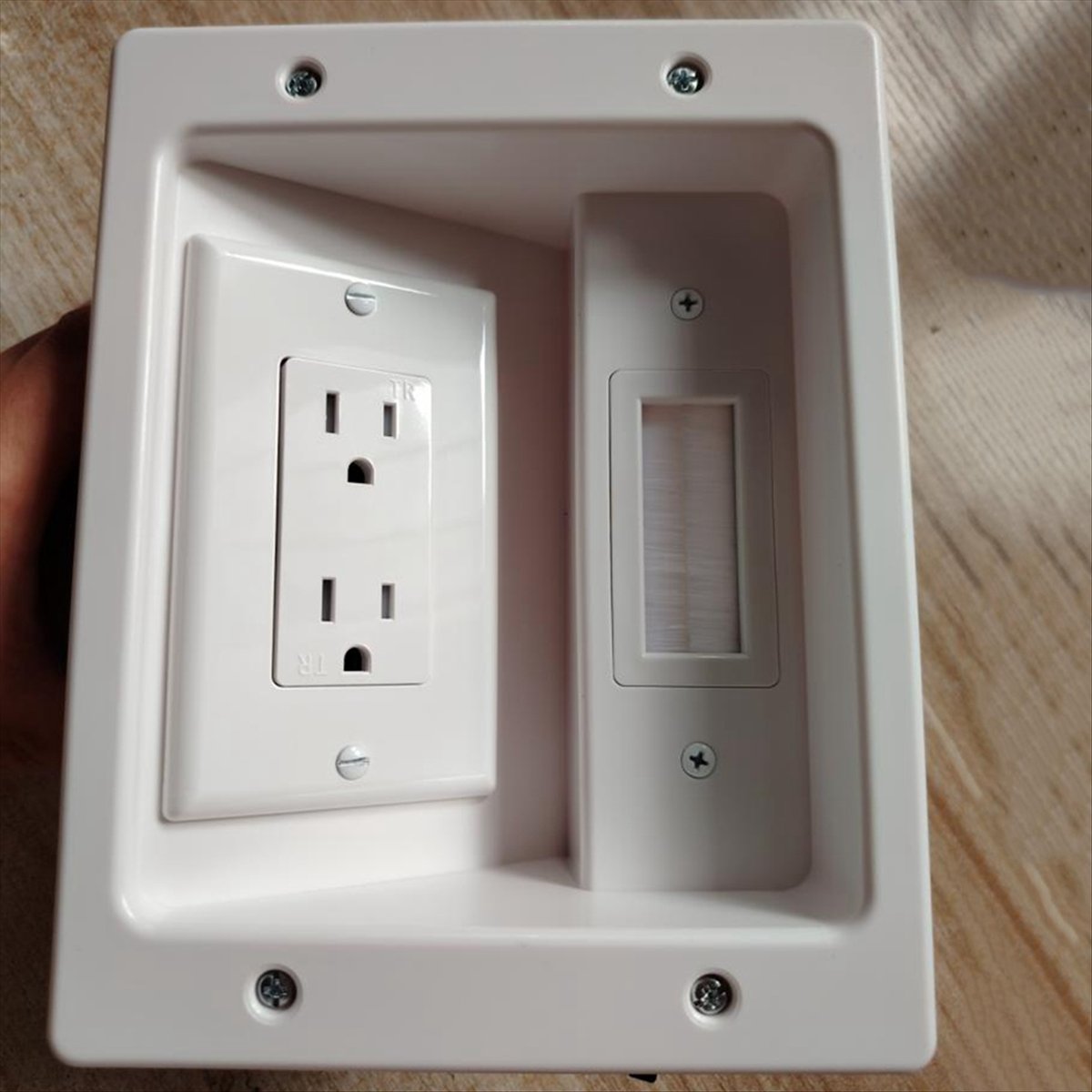 Recessed Outlet Box in Wall Cable Management Kit 15A 125V Hide TV Power Cables & Low Voltage Wires Behind the Wall