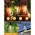 thumbnail image 3 of 25FT Outdoor String Lights, Patio Lights with 10+1 LED Dimmable Waterproof Shatterproof ST38 Retro Edison 2700K Bulbs for Balcony Yard, Black, 3 of 9