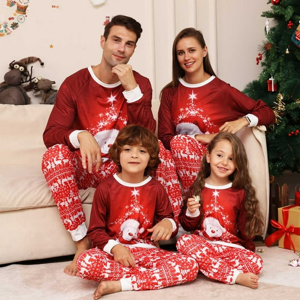 Pajamas for Men Christmas Fashion Long Sleeves Men Printed Top Pants Family Matching Pajamas Set Matching Christmas Pajamas on Clearance