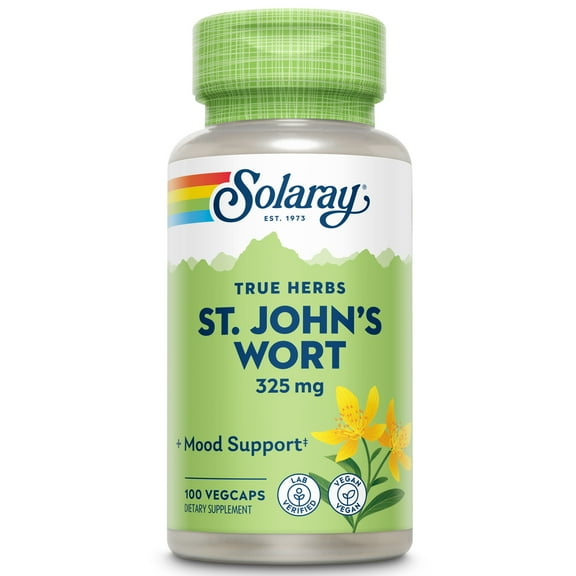Solaray St Johns Wort 325mg Whole Aerial | Mood & Brain Health Support | Non-GMO, Vegan Lab Verified