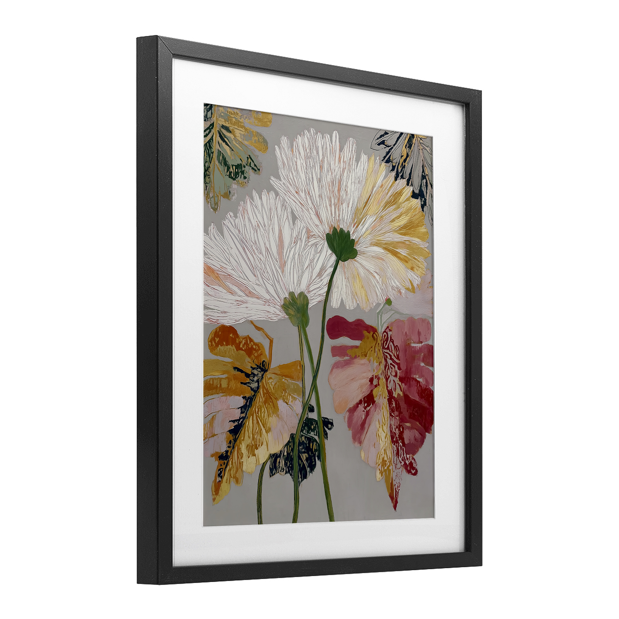 Playful Assumptions Flowers Black Framed Print Under Glass, design by Annabelle Hall