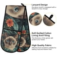 thumbnail image 2 of Yayeee Double Oven Mitt Kitchen Heat Resistant Baking 35" x7" Quilted Glove, Flowers and Cat, 2 of 6