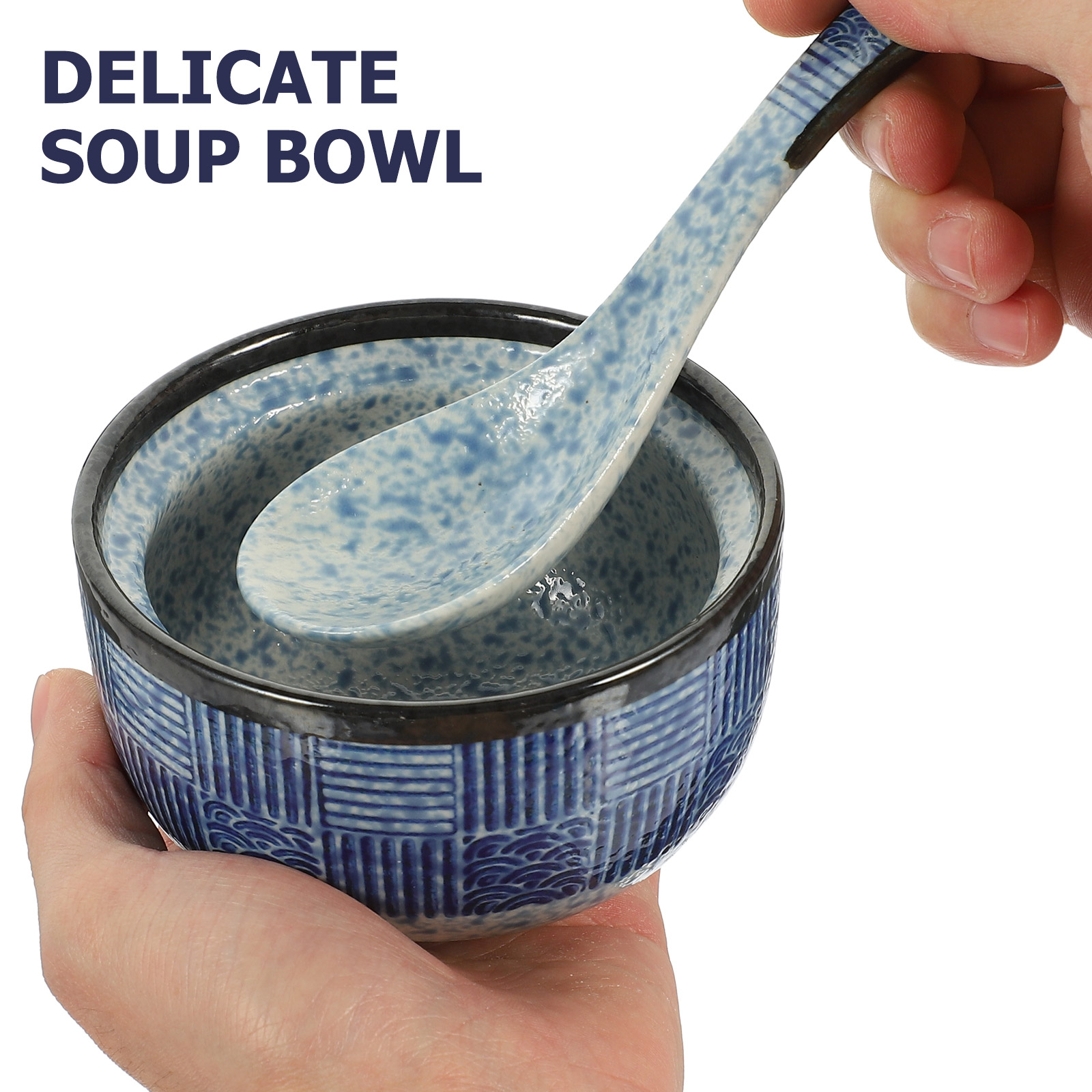 LEORX 1 Set of Japanese Style Covered Soup Bowl Multi function Bowl with Spoon