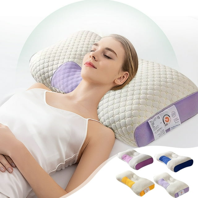 Xihbxyly Almohada Cervical, Tejido Suave y de Apoyo, Relleno de Poliéster Lavable, Cómoda Protección Cervical, Alivia El Dolor de Cuello, Malla Transpirable, para Adultos y Estudiantes, Tamaño 40 X 6
