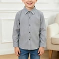 thumbnail image 2 of felwors Boys Long Sleeve Dress Shirts Classic Collared Button Down Shirt | Fashion Uniform Shirts,Boys School Clothes,Toddler Boy Shirts (Grey,3-4 Years), 2 of 5