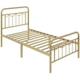thumbnail image 3 of Yaheetech Metal Platform Bed Frame with Headboard and Footboard, Twin Size, Antique Gold, 3 of 7