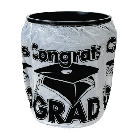 Fun Express - White Congrats Grad Trash Can Cover for Graduation - Party Decor - General Decor - Misc General Decor - Graduation - 1 Piece