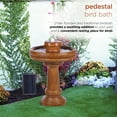 thumbnail image 4 of Alpine Corporation  29" Outdoor Birdbath Fountain with LED Lights  Classic Pedestal Solar-Powered Garden Water Feature, Brown, 4 of 5