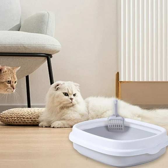 Latrodar Pet Supplies Semi-enclosed Pussy Litter Box Crafted with Care ter Pussy Litter Box Gray 16x13.4 Inch Home Essentials