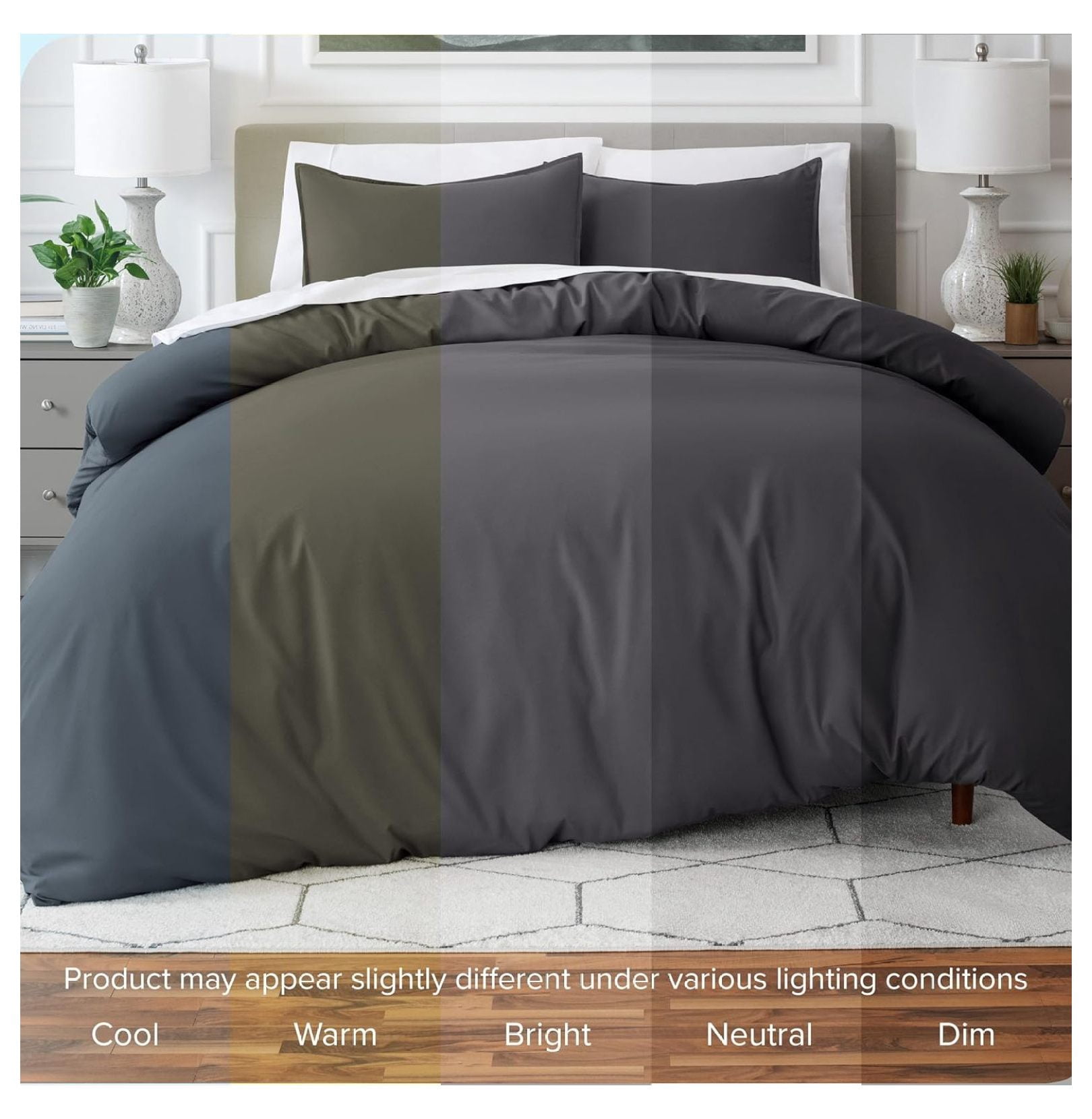 Bedding Duvet Cover Oversized Queen - Premium 1800 Super Soft Collection - Lightweight, Cooling - Soft Breathable Bedding Duvet Cover (Oversized Queen, Forged Iron Grey)