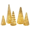 thumbnail image 2 of Set of 5 Illuminated Mercury Acrylic Christmas Trees, LED Tabletop Silver Tree Figurines, Holiday Mantel Centerpiece Décor, 3.5"-14", Gold, Trees, 2 of 6