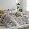 thumbnail image 4 of MooMee Duvet Cover Set King 100% Washed Cotton Twill Ultra-Soft Breathable Linen Like 3-Piece (Light Grey, 104"x90"), 4 of 7