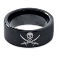 thumbnail image 2 of Tungsten Skull Crossbones and Swords Band Ring 9mm Men Women Comfort Fit Black Flat Cut Brushed Polished, 2 of 4