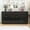 Black, variant on WIAWG High Gloss Dresser with Lights, Modern Glossy 8 Drawer Dresser with Curved Edge for Bedroom Black