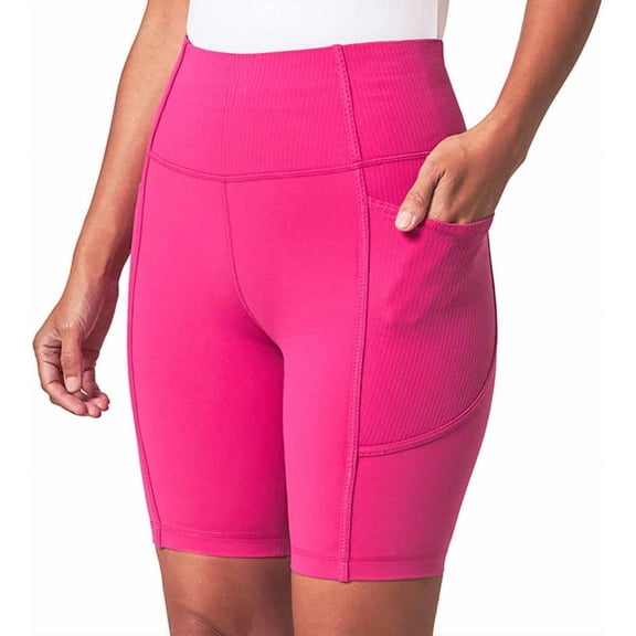 Mondetta Womens Active Midweight Ribbed Bike Short (US, Alpha, Small, Regular, Regular, Hot Pink)