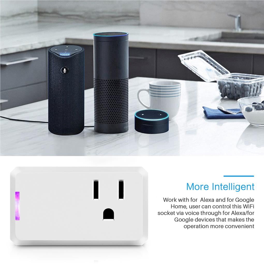 Smart Adapter Smart Plug AC 110-240V WiFi 2.4GHz 10A Long-Range Control Intelligent ...