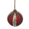 thumbnail image 3 of A&B Home Set of 6 Red Glass Ball Hanging Ornaments with Glitter Stripe 3.9" x 3.9" x 3.9, 3 of 8
