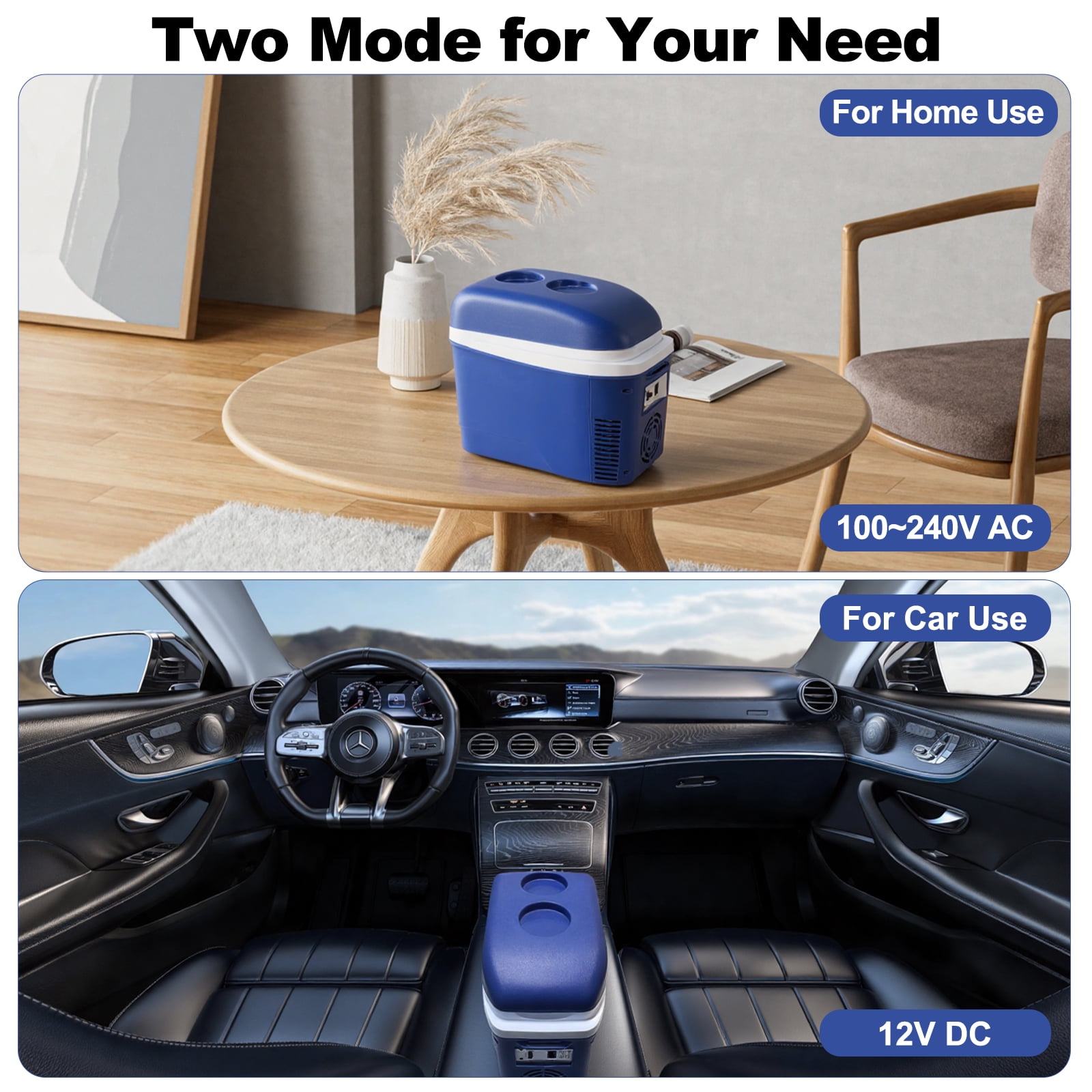 iceBlue 7L Outdoor Compact refrigerator, Top-opening design with Shoulder Strap, 120V/12V Car & Home Use