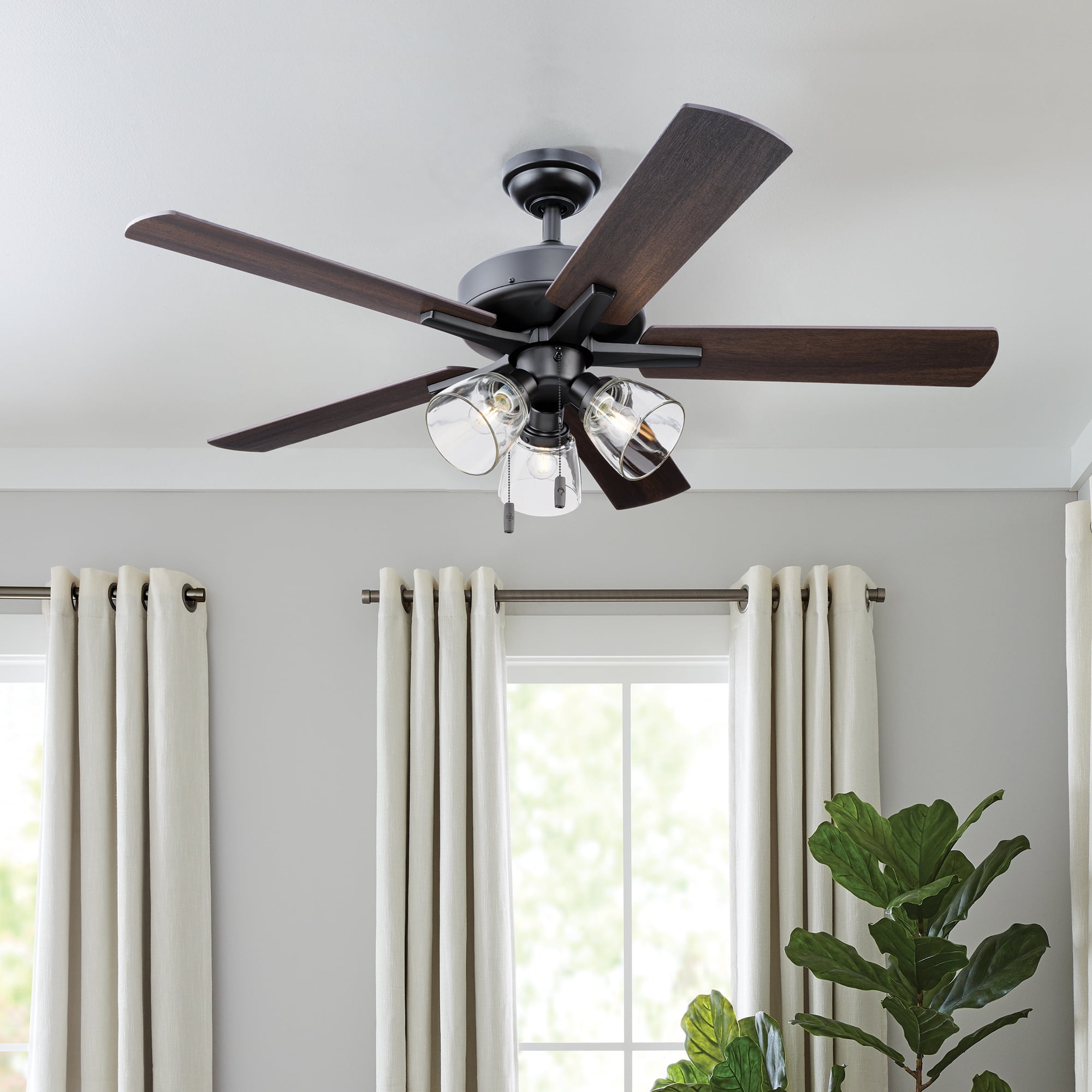 Better Homes & Gardens Bennett 52 in Bronze Ceiling Fan, 5 Reversible Blades, 3 LED Bulbs Included