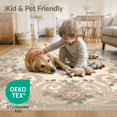 thumbnail image 4 of ODIKA 9'x12' Washable Area Rug Non-Slip, Chair-Friendly Pink Motif Long Featuring Decorative Frame Vintage Sage Bathroom for Dining Room, Basement, Large Office, 4 of 7