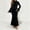 Black, variant on Womens Maternity Maxi Dress, Mock Neck Ribbed Flare Sleeve Mermaid Hem Bodycon Long Dress for Baby Shower Photoshoot Beige Size 2XL