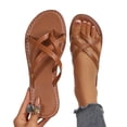 thumbnail image 4 of Byworldtasic Women's Strappy Flat Sandals Dressy Ankle Strap Open Toe Summer Beach Slide, 4 of 9