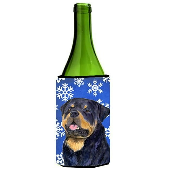 Rottweiler Winter Snowflakes Holiday Wine bottle sleeve Hugger - 24 oz.