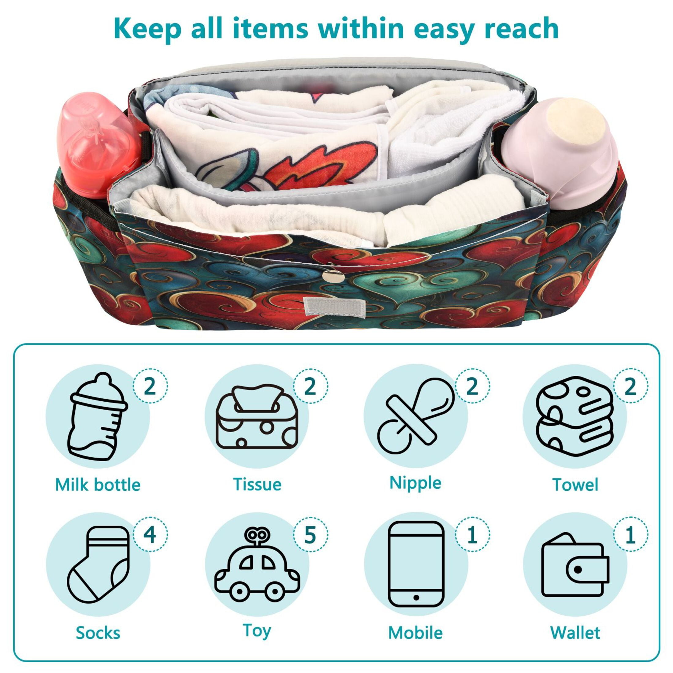 DIXRUYEE Stroller Organizer Ethereal Affection Printed