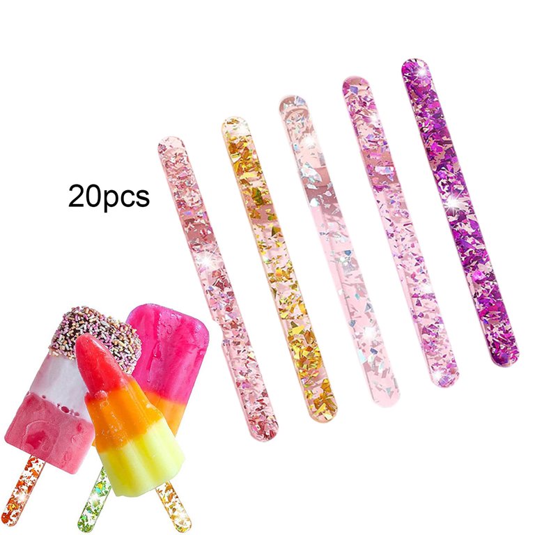 glitter popsicle sticks,reusable acrylic ice cream