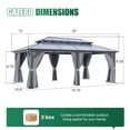 thumbnail image 5 of Clouddwell 12'x20' Hardtop Gazebo - Polycarbonate Double Roof with Netting & Curtains for Patio, Garden Sun Protection,Gray, 5 of 6