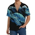 thumbnail image 3 of Gaeub Ocean Turtle Men's Lapel Short Sleeve Shirt, Relaxed Fit Shirt, Soft and Breathable for Outdoors Party Travel - Large, 3 of 7