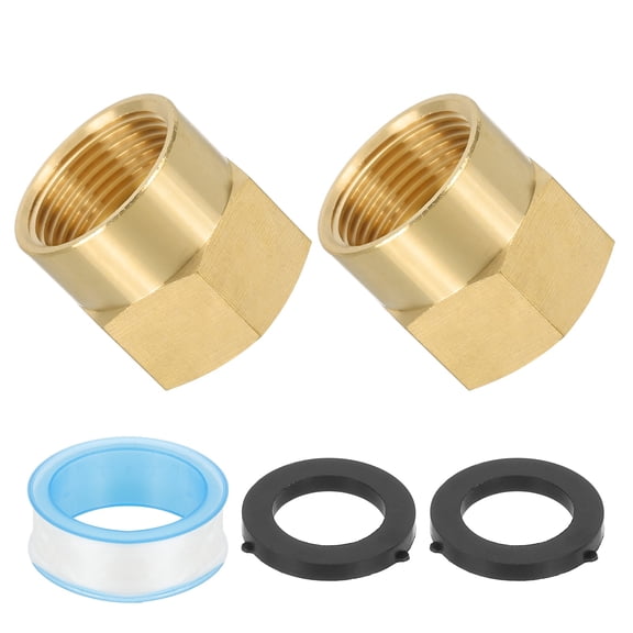 Uxcell 3/4" NPT Female x 3/4" GHT Female Brass Pipe Fitting with Tape for Air Gas- 2Pcs