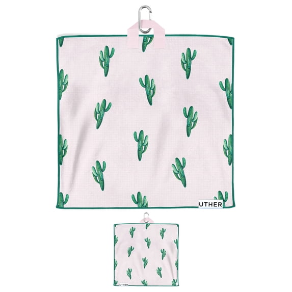 Uther Pocket Golf Towel ‚ Premium Microfiber Towel with Carabiner Clip, Golf Accessories ‚ 11 Inch x 11 Inch, Cactus