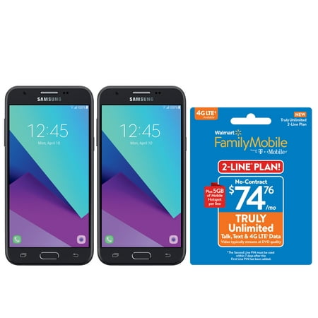 BOGO Bundle Promotion: 2 Walmart Family Mobile Galaxy J3 Luna Pro Smartphones + $74.76 2-line (Best Cell Phone Plan Deals 2019)