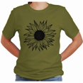 thumbnail image 2 of Women's Summer Sunflower T Shirt Cute Flower Graphic Loose Tees Crew Neck Short Sleeve Casual Tops (Olive-Small), 2 of 5