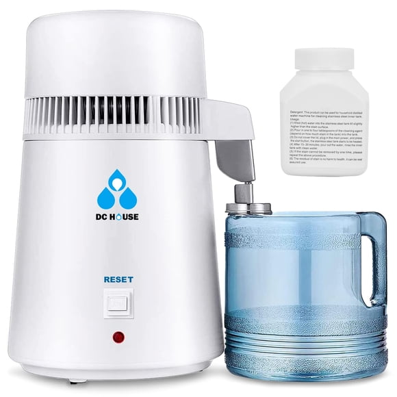 DC HOUSE Máquina destiladora de agua de 1 galón, 750 W, 4 L, máquina para hacer agua destilada pura para el hogar, encimera, mesa, escritorio, purificador de bebidas para el hogar, cocina, humidificad