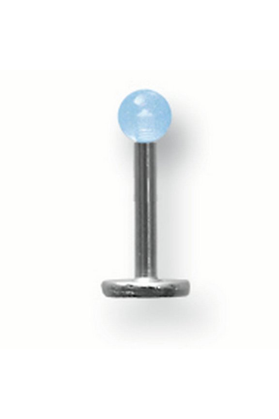 SGSS Labret w Thrd Glow Ball End 16G (1.3mm) 5/16 (8mm) Long w 3mm Glow