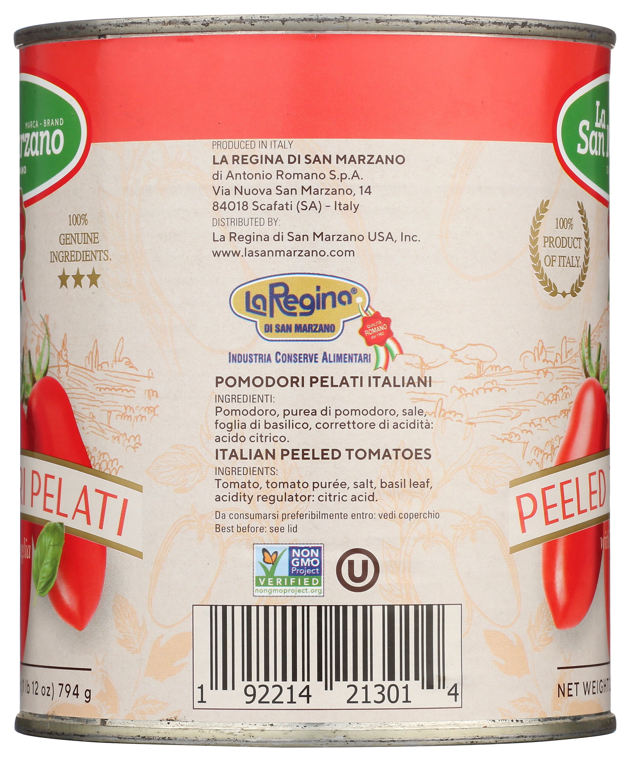 Pack of 6, La San Marzano Peeled Tomatoes with Basil Leaf, 28 oz