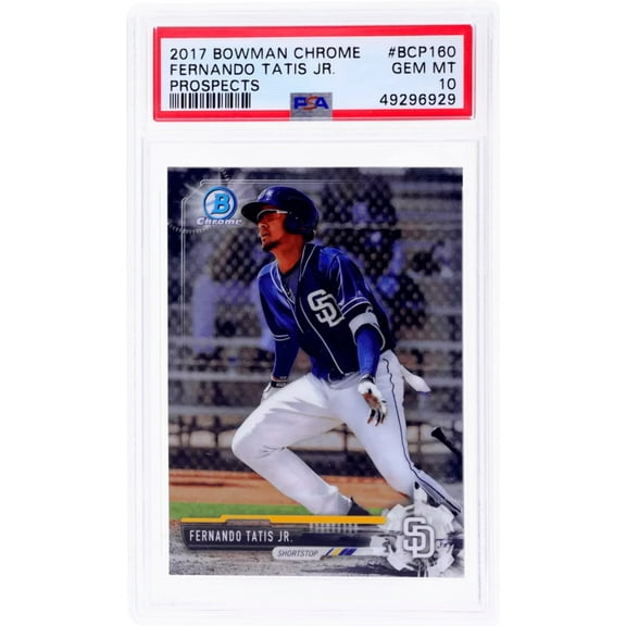 Graded 2017 Topps Bowman Chrome Fernando Tatis Jr. #BCP160 Prospects Rookie RC Baseball Card PSA 10 Gem Mint