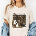 thumbnail image 2 of Halloween Ghost Reading Books T-Shirt with Black Cat, Spooky Library Bookshelf Tee, Cute Ghost Shirt, Witchy Book Lover Gift, Fall Aesthetic Top, 2 of 7