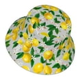 thumbnail image 3 of Naloa Lemon Seamless Pattern Oil Painting Effect Reflective Double-Sided Bucket Hat, Sun Hat, Soft and Breathable for Gardening, Beaching, Camping, Hiking, Fishing, 3 of 9