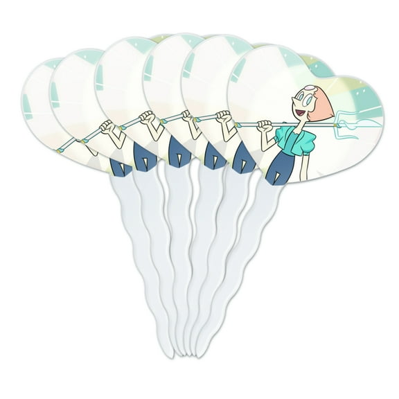 Steven Universe Pearl Heart Love Cupcake Picks Toppers Decoration Set of 6
