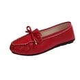 thumbnail image 2 of WAVSUF Women's Wide Width Loafers, Faux Leather Soft Sole Versatile Bow Casual Work Driving Shoes Red 7, 2 of 9